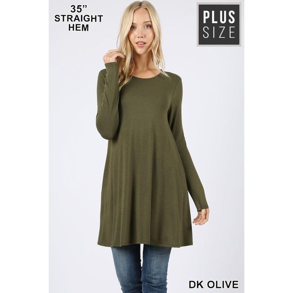 World of Leggings Long Sleeve Plus Size Swing Tunic with Pockets
